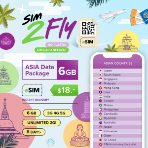 eSIM for 34 Asia sim2fly AIS