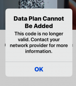 data plan cannot be added
